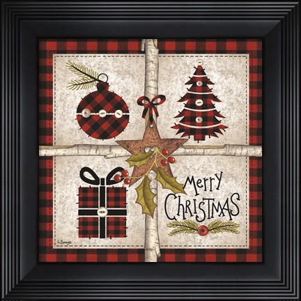 Framed Four Square Merry Christmas Print