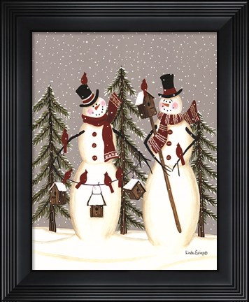 Framed Snowy Day Snowmen Print