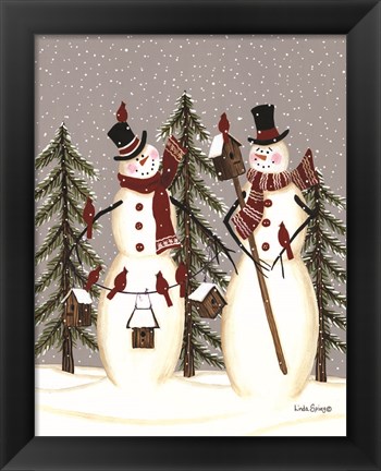 Framed Snowy Day Snowmen Print