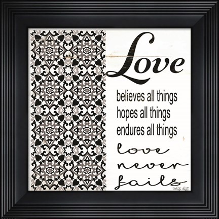 Framed Love Never Fails Print