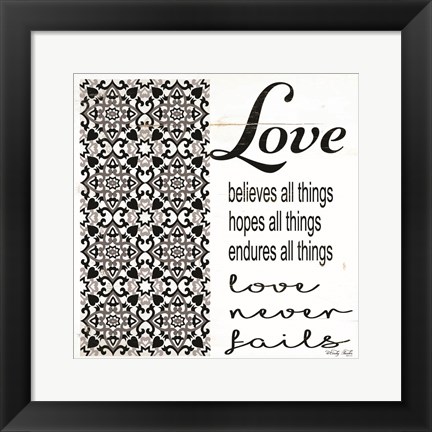 Framed Love Never Fails Print