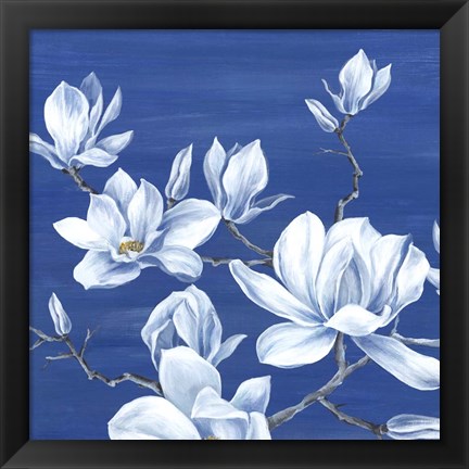 Framed Blooming Magnolias I Print