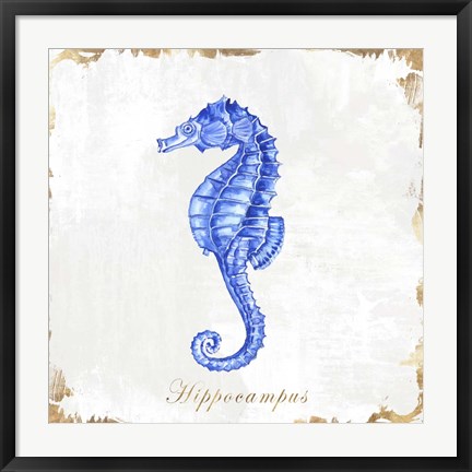 Framed Blue Sea Horse Print