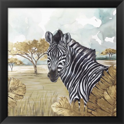 Framed Golden Zebras Print