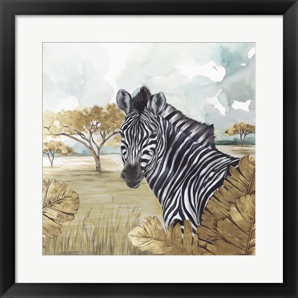 Framed Golden Zebras Print