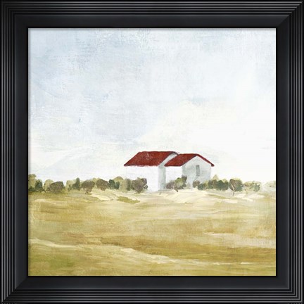 Framed Red Farm House I Print