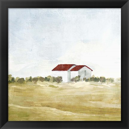 Framed Red Farm House I Print