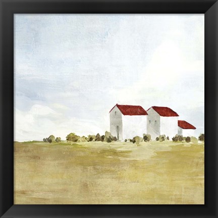 Framed Red Farm House II Print