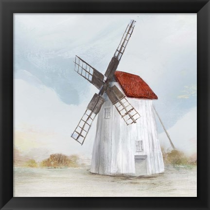 Framed Red Windmill II Print