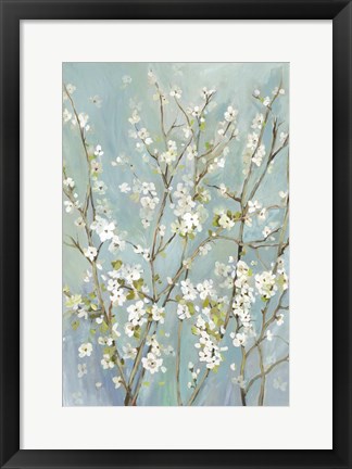 Framed Teal Almond Blossoms Print