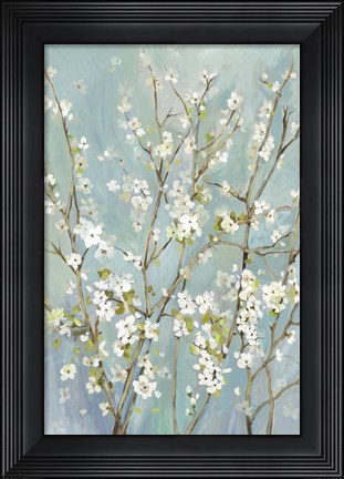 Framed Teal Almond Blossoms Print