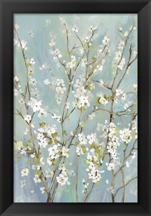 Framed Teal Almond Blossoms Print