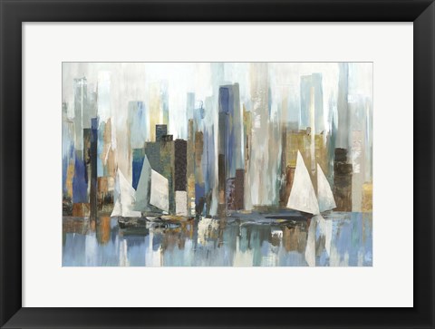 Framed Boats by the Shoreline Print