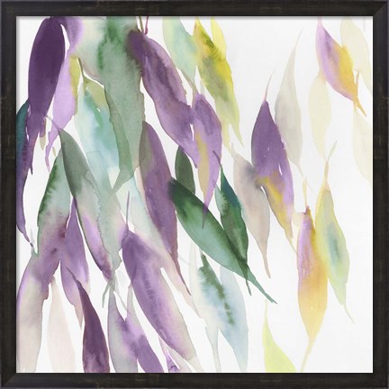 Framed Fallen Colorful Leaves I Violet Version Print