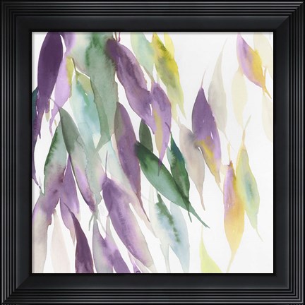 Framed Fallen Colorful Leaves I Violet Version Print