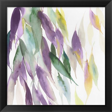 Framed Fallen Colorful Leaves I Violet Version Print