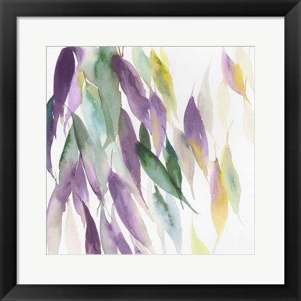 Framed Fallen Colorful Leaves I Violet Version Print