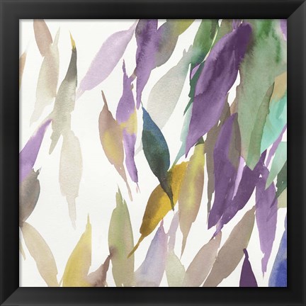 Framed Fallen Colorful Leaves II Violet Version Print