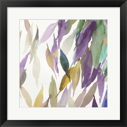 Framed Fallen Colorful Leaves II Violet Version Print