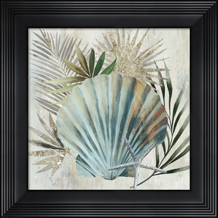 Framed Turquoise Shell I Print