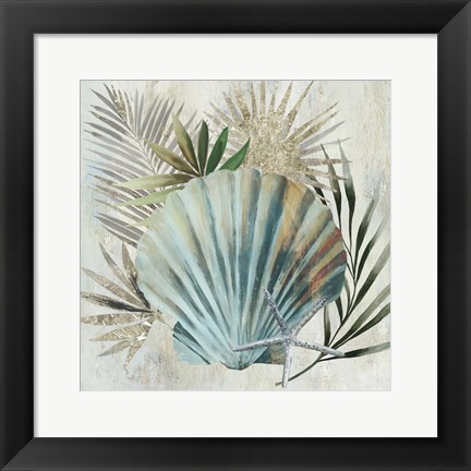 Framed Turquoise Shell I Print