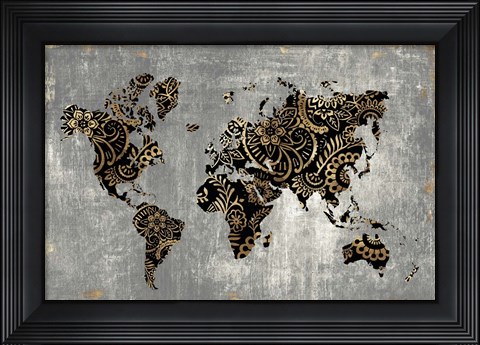 Framed Gold World Map Print