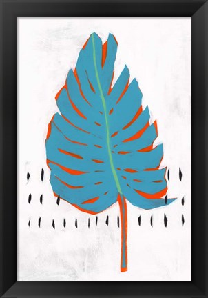 Framed Blue Tropical Leaf I Print