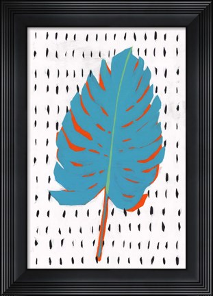 Framed Blue Tropical Leaf II Print