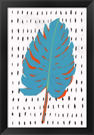 Framed Blue Tropical Leaf II Print