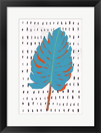 Framed Blue Tropical Leaf II Print