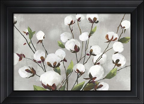 Framed Cotton Ball Flowers I Print
