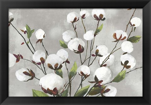 Framed Cotton Ball Flowers I Print