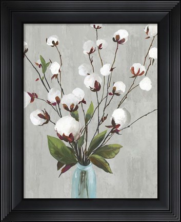 Framed Cotton Ball Flowers II Print