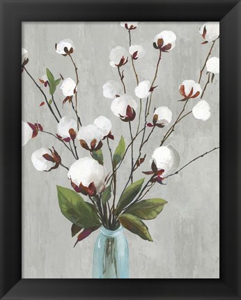 Framed Cotton Ball Flowers II Print