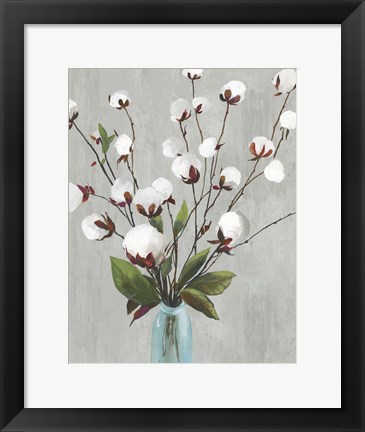 Framed Cotton Ball Flowers II Print