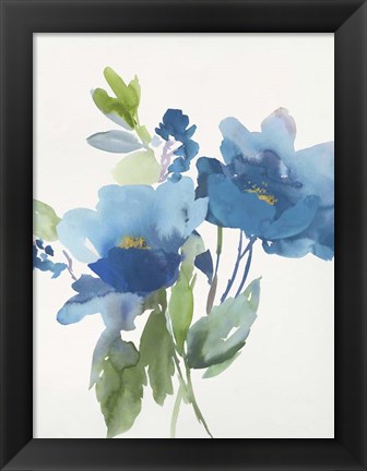 Framed Blue Flower Garden II Print