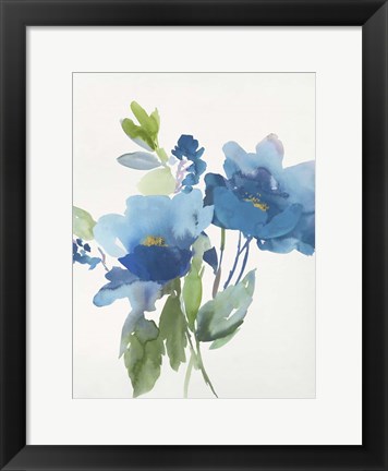 Framed Blue Flower Garden II Print