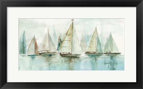 Framed Blue Sailboats I Print