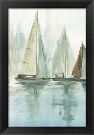 Framed Blue Sailboats II Print