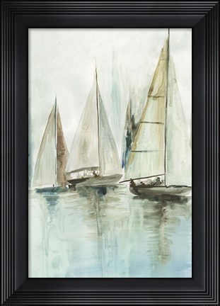 Framed Blue Sailboats III Print