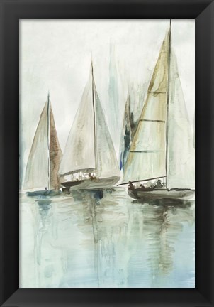 Framed Blue Sailboats III Print