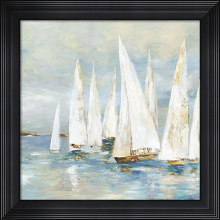 Framed White Sailboats Print