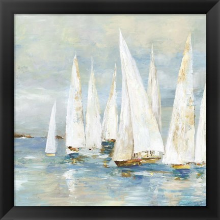 Framed White Sailboats Print