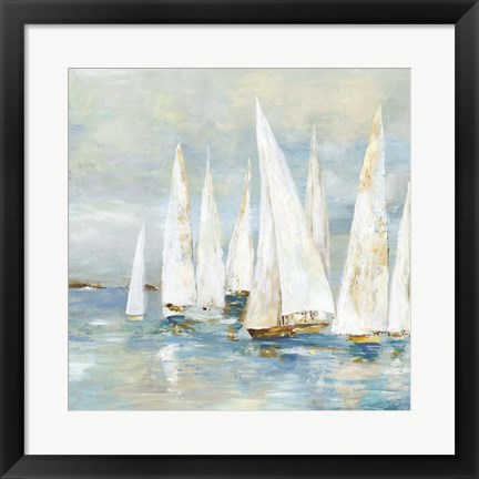 Framed White Sailboats Print