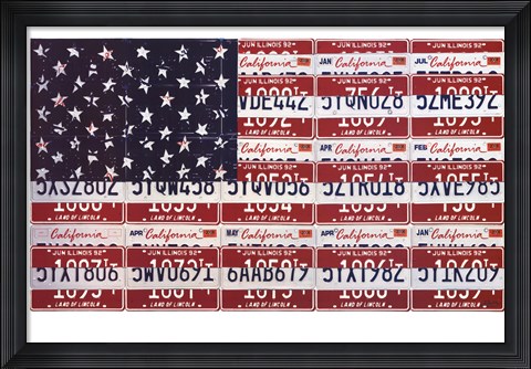 Framed USA License Flag Print
