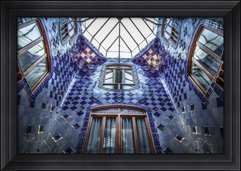 Framed Barcelona blue 2 Print