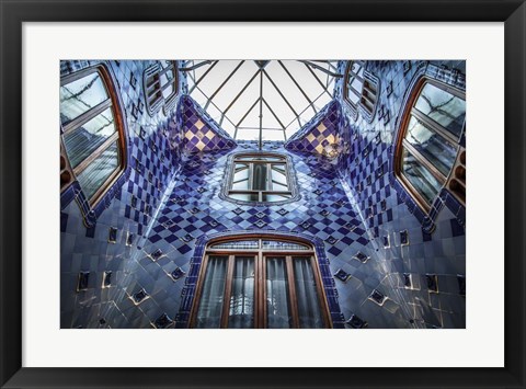 Framed Barcelona blue 2 Print