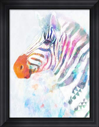 Framed Fluorescent Zebra I Print