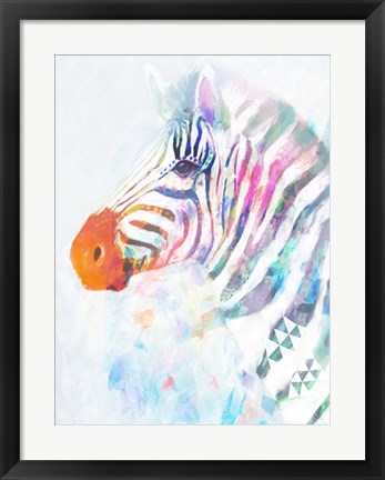 Framed Fluorescent Zebra I Print