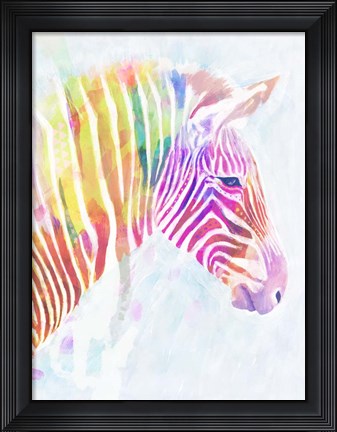 Framed Fluorescent Zebra II Print